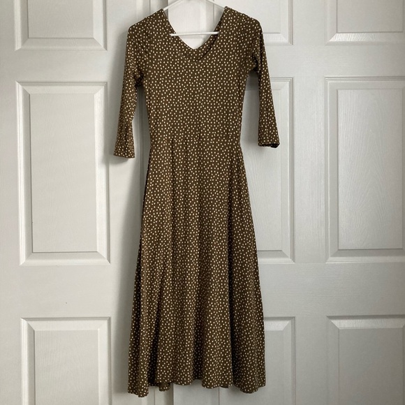 Pact Organic Women's Retro Geo Fit & Flare Midi Party Dress Size Small - Picture 2 of 7